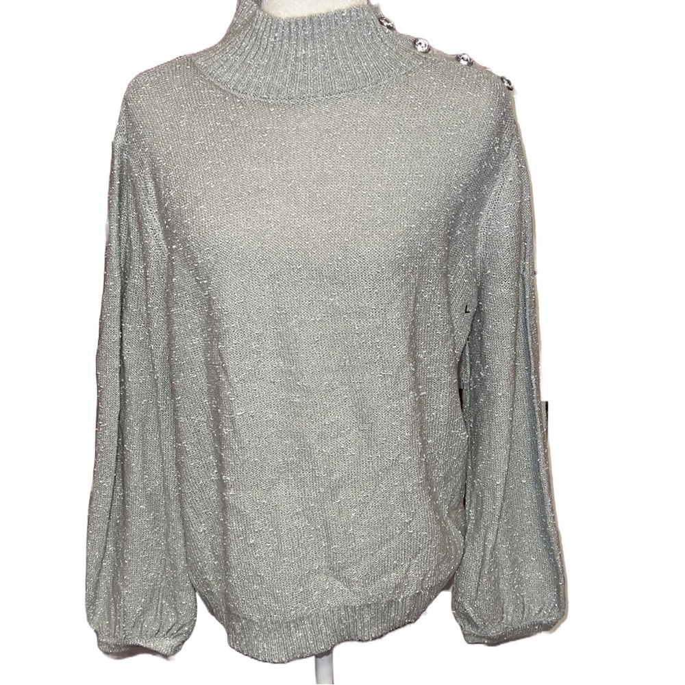 NWT Silver Metallic Pullover Sweater L